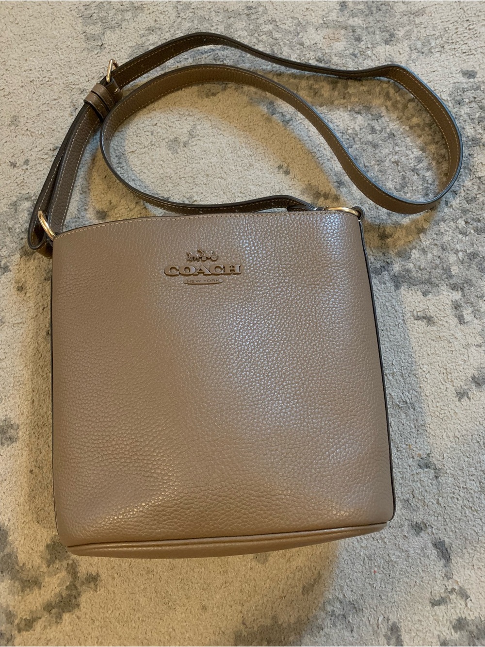 Coach Taupe Pebbled Leather Crossbody Bag